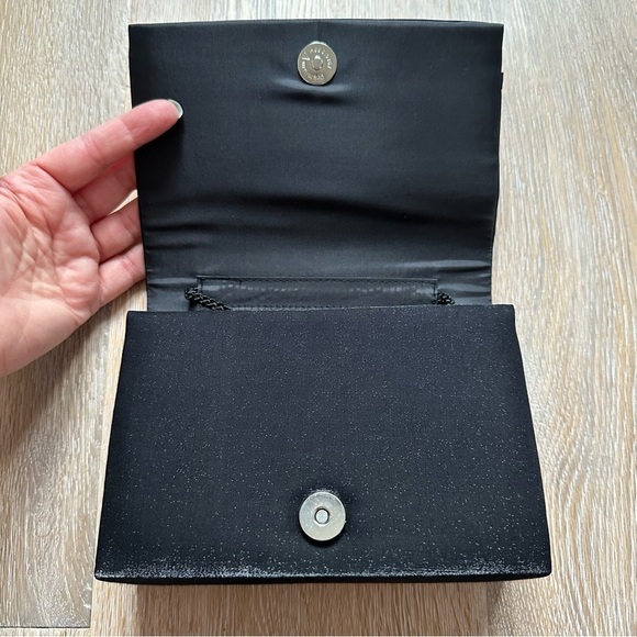 Vintage 80's Black Clutch with Rhinestones Formal Party Bridal - Picture 7 of 12